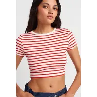 Dilvin Gestreepte Crop Top Blouse