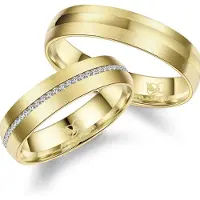 MARRYA Ring 'ES-27 Ehering aus Edelstahl - Gold plattiert' goudgeel