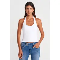 Dilvin Geribbelde Halternek Mouwloze Blouse