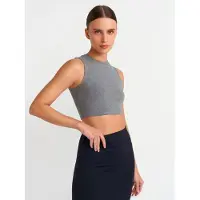 Dilvin Geribbelde Katoenen Crop Top