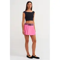 Dilvin Hoge taille riem gestructureerde mini rok