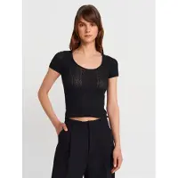 Dilvin Slim Fit Geribbelde Textuur Blouse