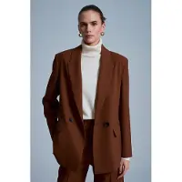 Dilvin Oversized Lange Crepe Blazer Jas