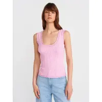 Dilvin Geribbelde Mouwloze Cami Blouse