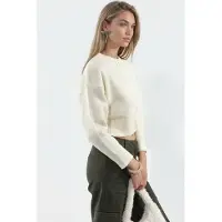 Viorna Korte Geribbelde Cardigan met Knopen