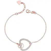 Bibei Damesarmband in 925 Sterling Zilver met Roségouden Plating en Hart met Cubic Zirconia BIPU019