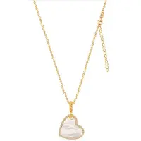 Bibei Dames Halsketting met Parelmoer Hart en Zirkonia met Gouden Plating 925 Zilver BICLL036