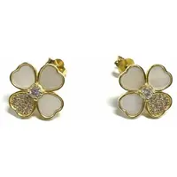 Bibei Dames Oorhangers met Vierbladige Klaver in 925 Sterling Zilver met Geelgouden Plating BIPE083