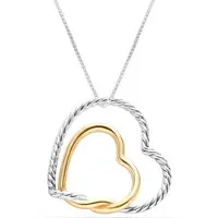 Bibei Vrouwen Dubbele Hart Ketting Zilver en Goud Verweven Liefde BICLL033