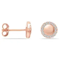 Bibei Vrouwen Roze Gouden Oorbellen met Edelsteen Halo BIPE059