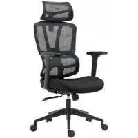 FurniTex - Ergonomische Bureaustoel - Zwart - Verstelbare Hoogte - Ademend Materiaal