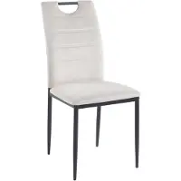 FurniTex K13-FX - Eetkamerstoel - Beige fluwelen bekleding - Zwarte metalen poten - Met handgreep