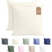 Lavea Set van 2 Kussenslopen - 40x40 - 100% Microvezel - Zachte en Adememende Kussenhoezen, OEKO-TEX Gecertificeerd - Crème