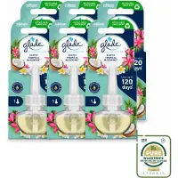 Glade 6 x - Navulling Elektrische Olie - Exotic Tropical Blossoms - Zonder Houder - Wasstrips - Luchtverfrisser - Geur - Tropische Geur - Monoi Olie - Kokosmelk