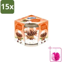 At Home 15 x - Scents - Geurkaars - Sandalwood & Jasmin - 70 g - Bulkverpakking - Geurkaars - Douchemop - Sandelhout