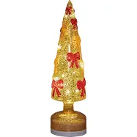 Anna's Collection Decoratieboom Strik Goud / Rood Met Verlichting D 9 H 34 Cm