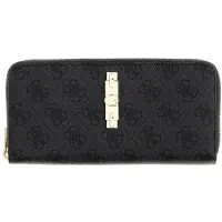 GUESS portemonnee Yvonne Logo SLG Large Zip Around Wallet Coal Logo donkergrijs