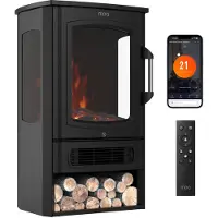 Moa Sfeerhaard Elektrisch - Met App - Haard met Verwarming - 2000W - Kachel Vrijstaand - Openhaard - Realistisch Haard LED Licht - Zwart