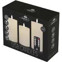 Anna's Collection Oplaadbare led kaarsen 7,5 x 10 cm, 12,5 cm, 15 cm | Wit | Bewegende vlam | 3 stuks