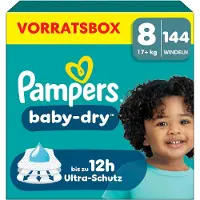 Pampers Baby-Dry Maat 8 - 144 Luiers - 17kg+ - Voorraadbox