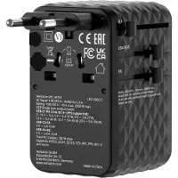 Verbatim - Charge 'n' Travel 100W Universal Travel Adapter with retractable cable Black