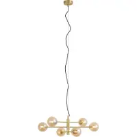 QAZQA Art Deco hanglamp messing met amber glas 6-lichts - Ryan