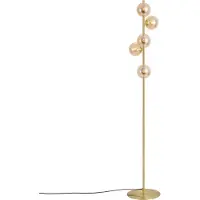 QAZQA Art Deco vloerlamp messing met amber glas 5-lichts - Ryan