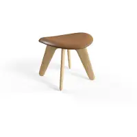 Tom Dixon Slab Voetenbank Naturel / Leather Cognac - Krukken Eiken Natural - SLLCOU01NASY0513