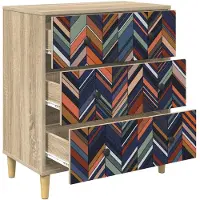 vidaXL Ladekast OMMEN Geometrische print 66 x 36,5 x 75 cm Sonoma