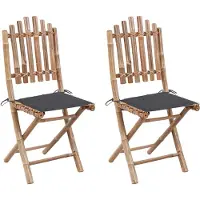vidaXL Opklapbare stoelen (2 stuks) met kussens, bamboe