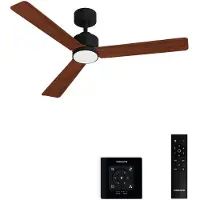 Create - Stille plafondventilator 40W met licht - Zwart / Donker hout - Ø132cm - Controller voor wandmontage + afstandsbediening - WIND MODERN