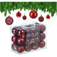 Relaxdays kerstballen - 50x st - rood - 3, 4 en 6 cm - kunststof - Kerstbal