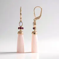 Cavill - Zilveren Oorbellen - 15,57 ct Roze Chalcedoon Braziliaans Fancy Facet - Roségoud Verguld - Maansteen & Robijn Accent - Elegant
