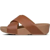 Original Brands Women Lulu Cross Slide Sandals Leather Light Tan-Schoenmaat 37