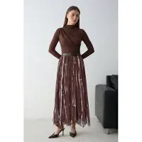 Trendyol Modest Dames Bruin Effen Midi Kokerrok- rok Skater Modest Rokken