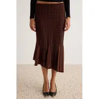 Trendyol TRENDYOLMİLLA Dames Bruin Effen Midi Asymmetrisch Rokken