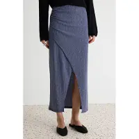 Trendyol TRENDYOLMİLLA Dames Donkerblauw Effen Midi Double-breasted / Overslag Kokerrok- rok Rokken