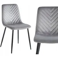 FurniTex K5-FX - Eetkamerstoel - Grijze velvet bekleding - Zwarte metalen poten