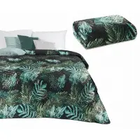 Eurofirany Velours sprei 170x210 cm - Zwarte en Groene Bladeren