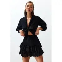Trendyol TRENDYOLMİLLA Dames Zwart Effen Kort / Mini Basic Skater Rokken
