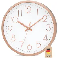 Intirilife wandklok in rosé goud - wit met 30,5 cm diameter - praktische tijdweergave chronometer stijlvol voor elke kam