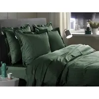 Heckett & Lane Heckettlane Dekbedovertrek Banda - Bedlinnen met Strepen - 200x200-220 cm - Tweepersoons - Groen - Dekbedovertrek van 100% Katoen-Satijn