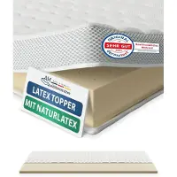 AM Qualitätsmatratzen Premium Latex Topper 150x220 cm met SG 65 - Hoogwaardige Tencel tijk - Antislipfunctie - Omringende klimaatband - Kwaliteit made in Germany - Latex Topper 150 x 220