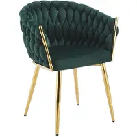 FurniTex Davis Riviera 38 - Eetkamerstoel - Groen fluweel - Goudkleurig metalen frame