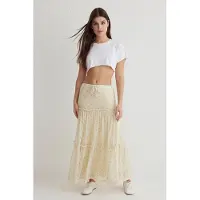 Trendyol TRENDYOLMİLLA Dames Donkerblauw Bloemen Maxi A-lijn Skater Rokken