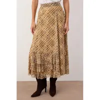 Trendyol Modest Dames Bruin Dierenprint Maxi Uitlopend rok A-lijn Modest Rokken