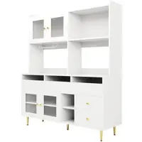 MODFU Buffetkast - Modern - Wit - MDF - Glasdeuren - Opbergruimte - 145x39x171 Cm