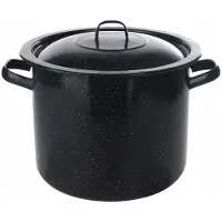 Elo Pol Grote Zwarte Emaille Pan XXL 40,5L met Deksel - Traditioneel Koken