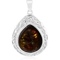 Cavill - Zilveren hanger met 4,19 ct Mexicaanse vuuragaat - 925 sterlingzilver - Elegante druppelvorm cabochon - Unieke dames sieraden
