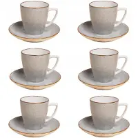 Lubiana Boss 6630Z Porseleinen Kopjes met Schotels, 200ml, Grijs (6 stuks)